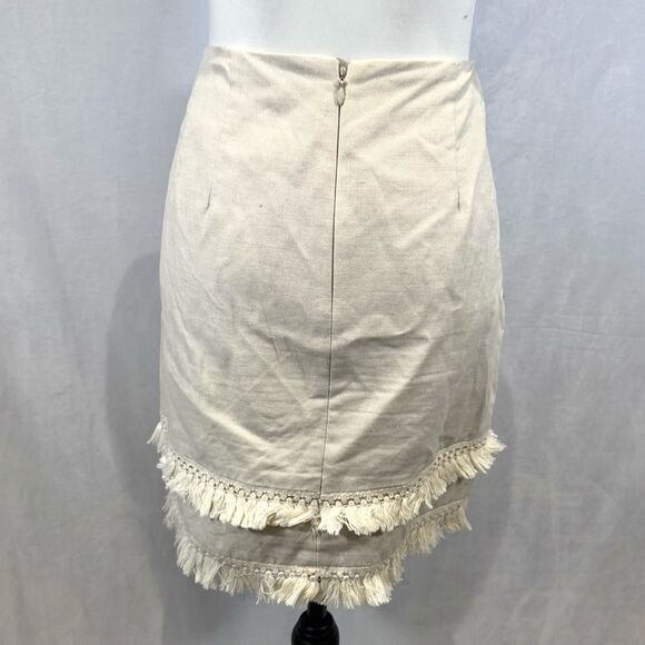Ann Taylor Loft beige cotton and linen blend tassels skirt size 10 NWOT - Picture 4 of 8
